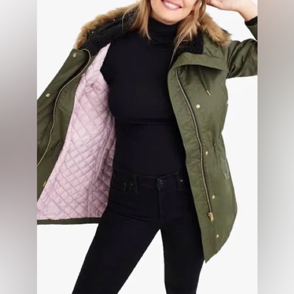 J.Crew Perfect Winter Parka Wild Olive H2222
 - EUC Size XS/S
